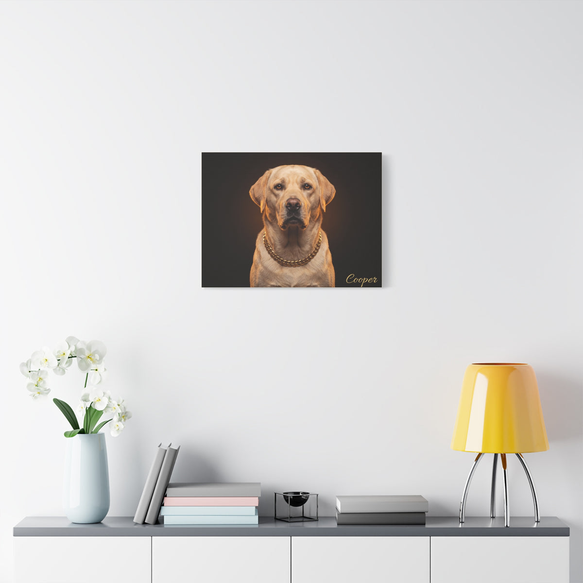 Labrador Personalized Canvas | Gold Chain Boss Dog Wall Art