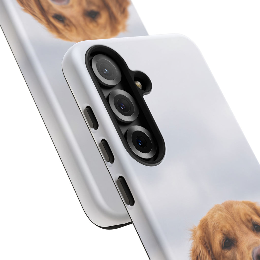 Golden Retriever Portrait Phone Case | Happy Dog Photo on Soft Sky Background | Samsung & iPhone