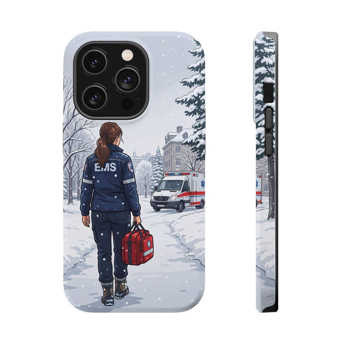 Paramedic/EMT Winter Phone Case — Magnetic Wireless Charging Cover