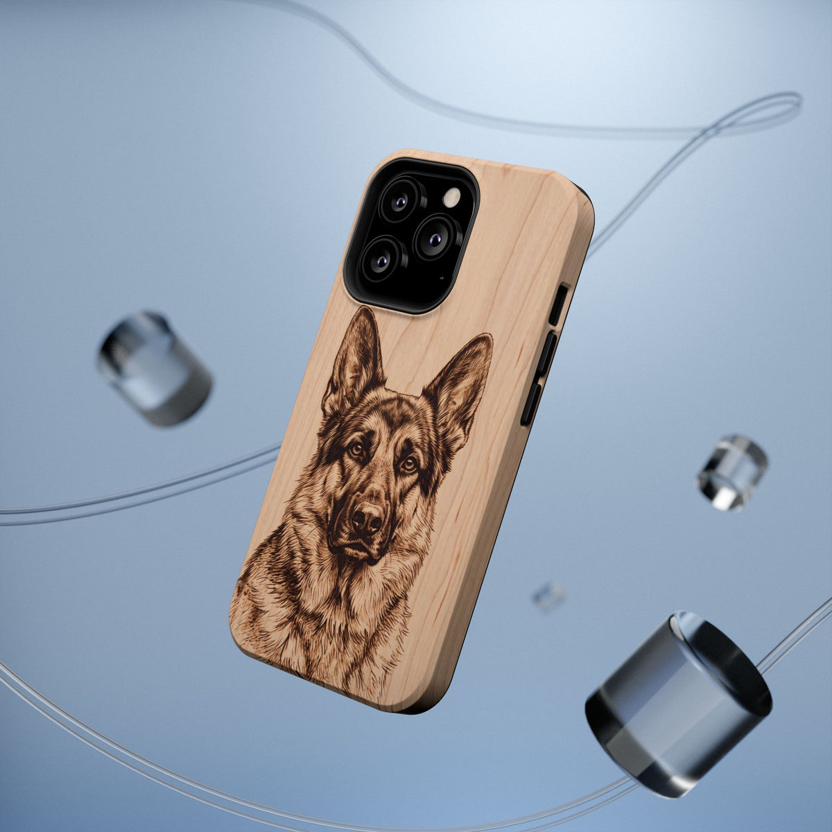 German Shepherd Phone Case | Pyrography Art — Tough Magnetic Case with Wireless Charging