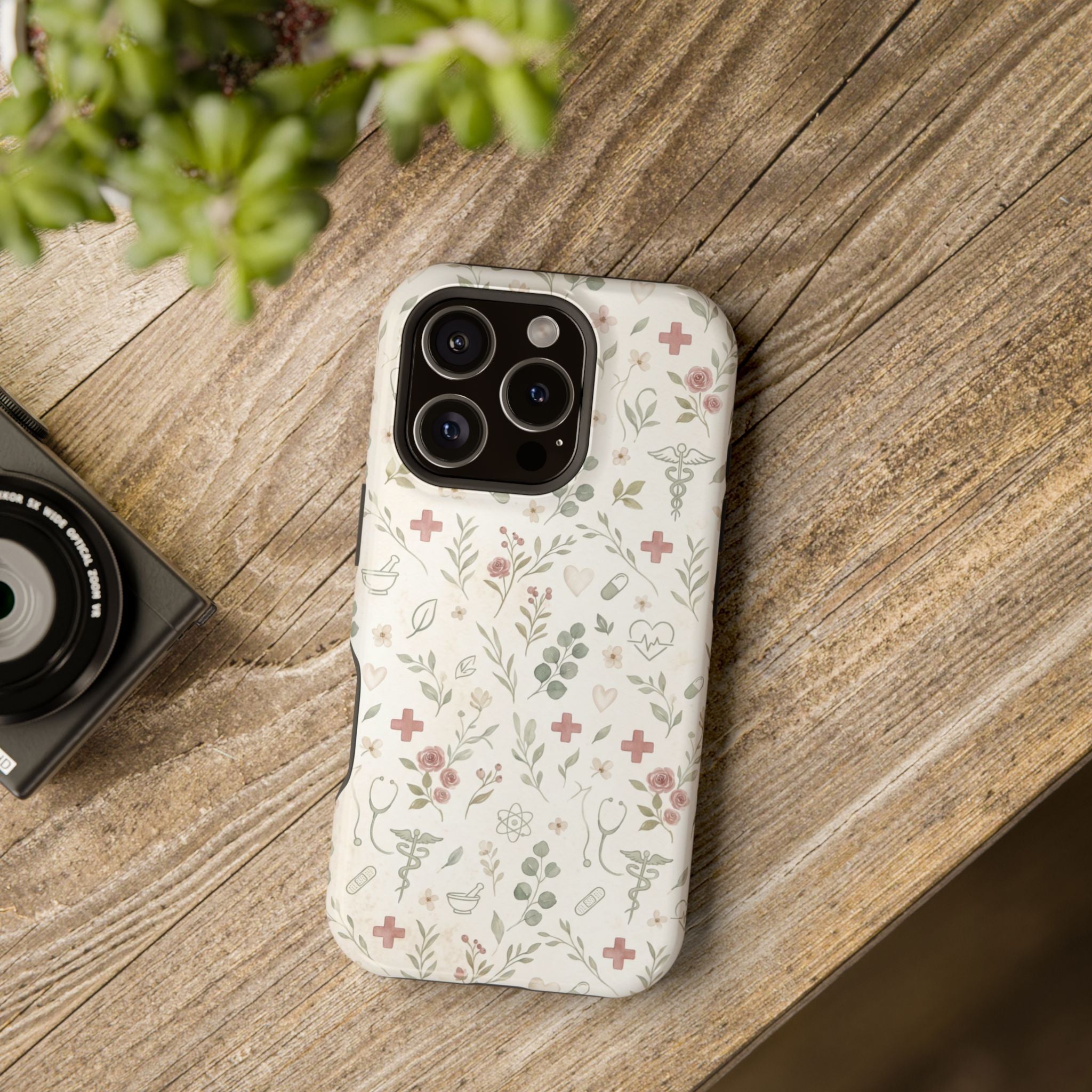 Floral Nurse Phone Case — Impact-Resistant Wireless Charging Cover