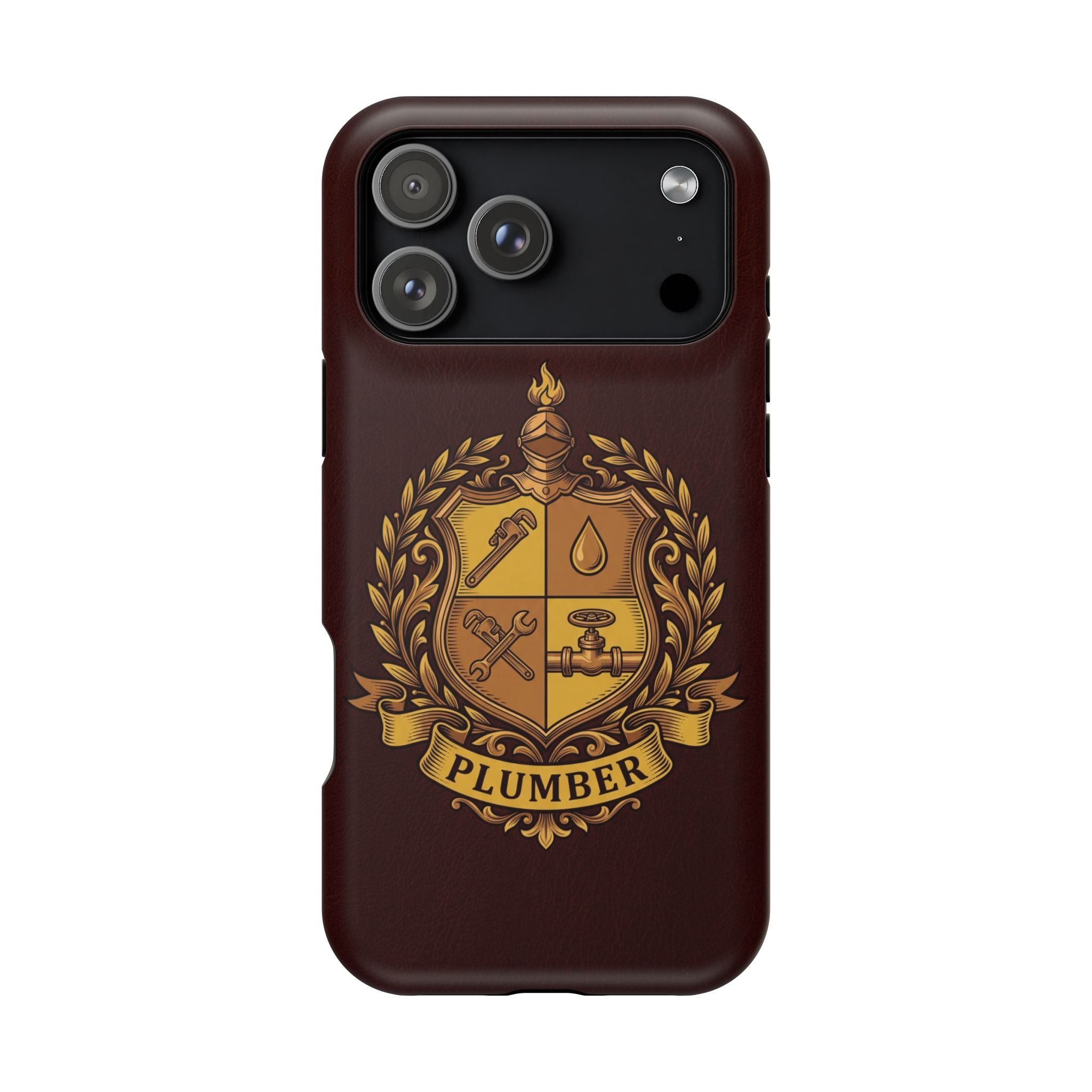 Plumber Crest Phone Case — Heraldic Shield Wireless Charging Cover