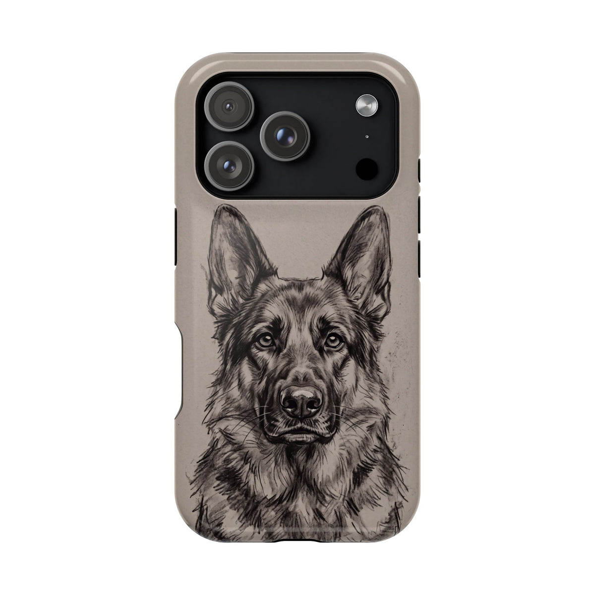 German Shepherd Phone Case | Charcoal Sketch Art — Tough Magnetic Case with Wireless Charging