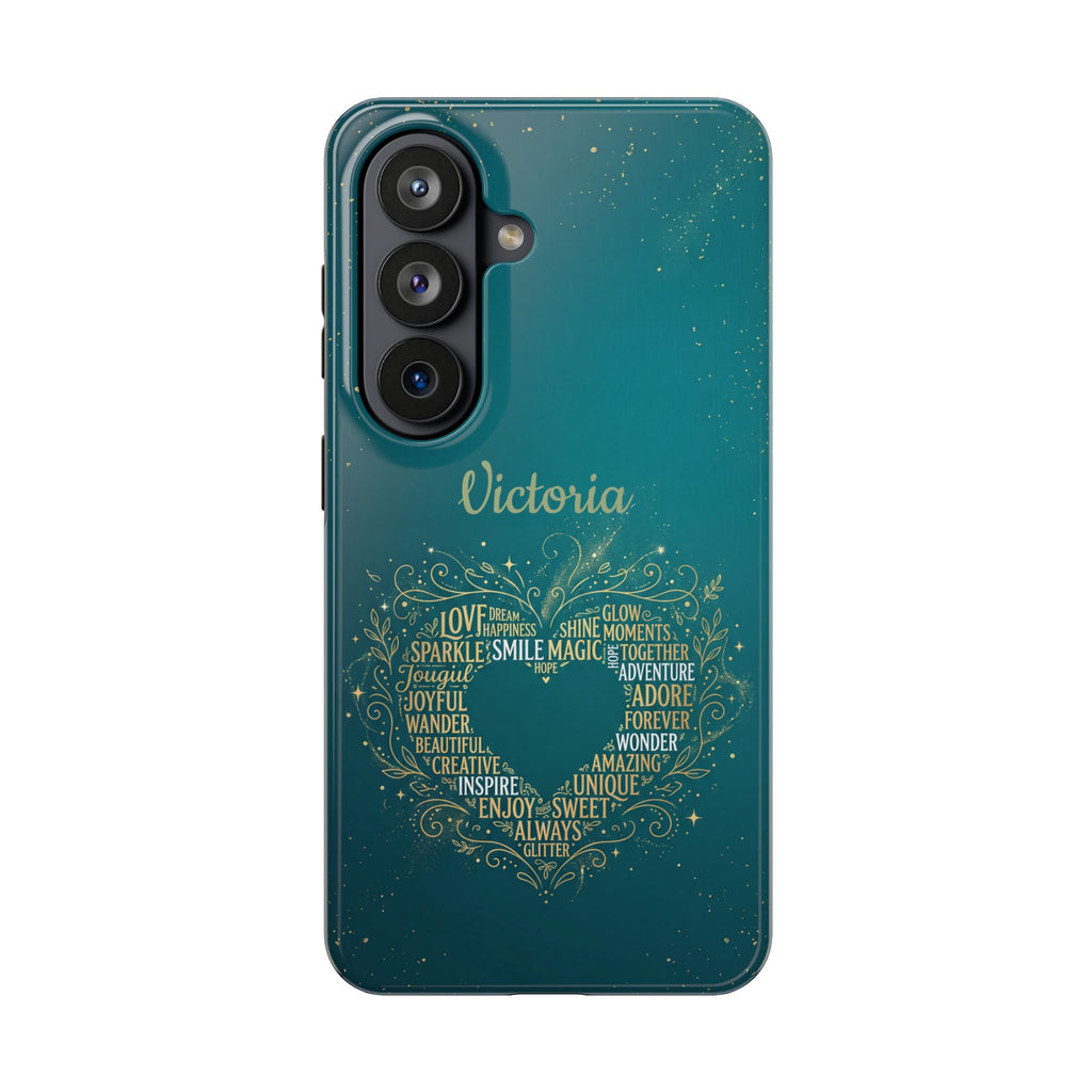 Personalized Teacher Phone Case — Custom Name Heart Word Art Design