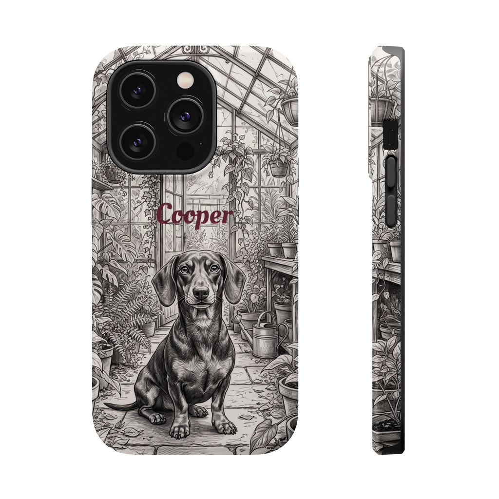 Personalized Dachshund Vintage Greenhouse Phone Case — Wireless Charging Cover