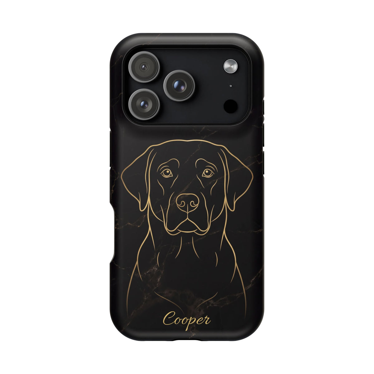 Personalized Gold Line Art Labrador Phone Case — Tough Magnetic Case with Wireless Charging