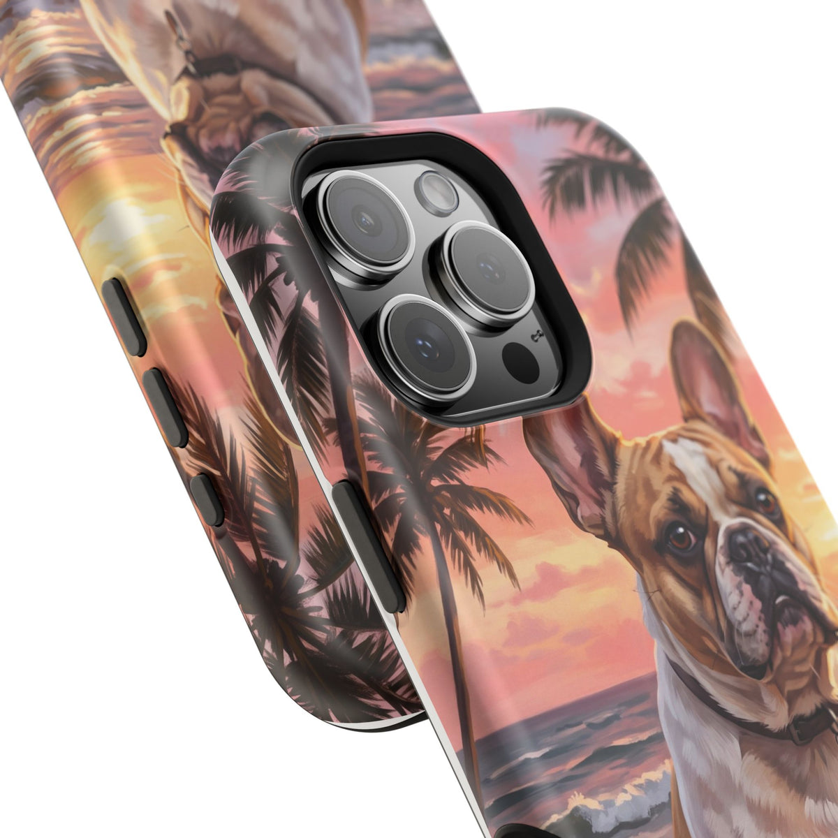 Personalized French Bulldog Beach Portrait Phone Case — Wireless Charging Cover