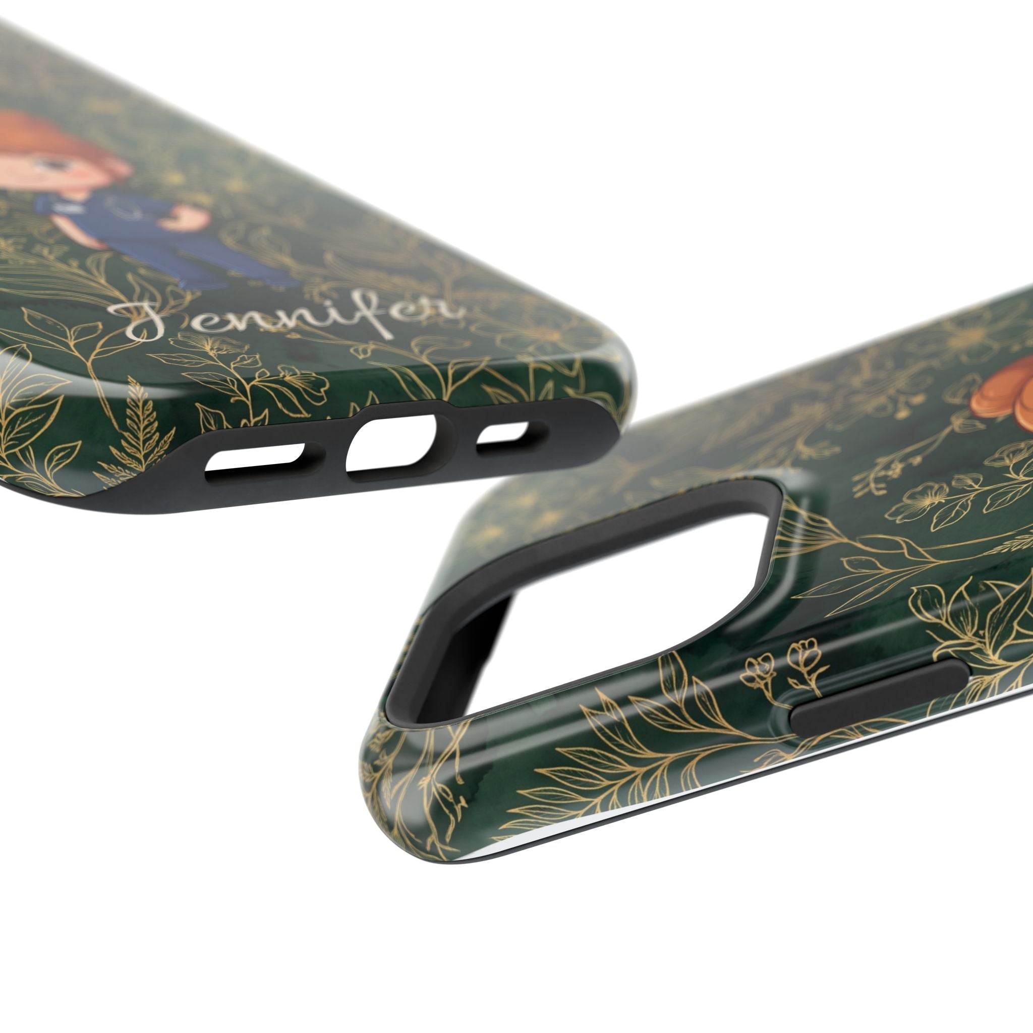Personalized Nurse Botanical Phone Case — Impact-Resistant Wireless Charging Cover