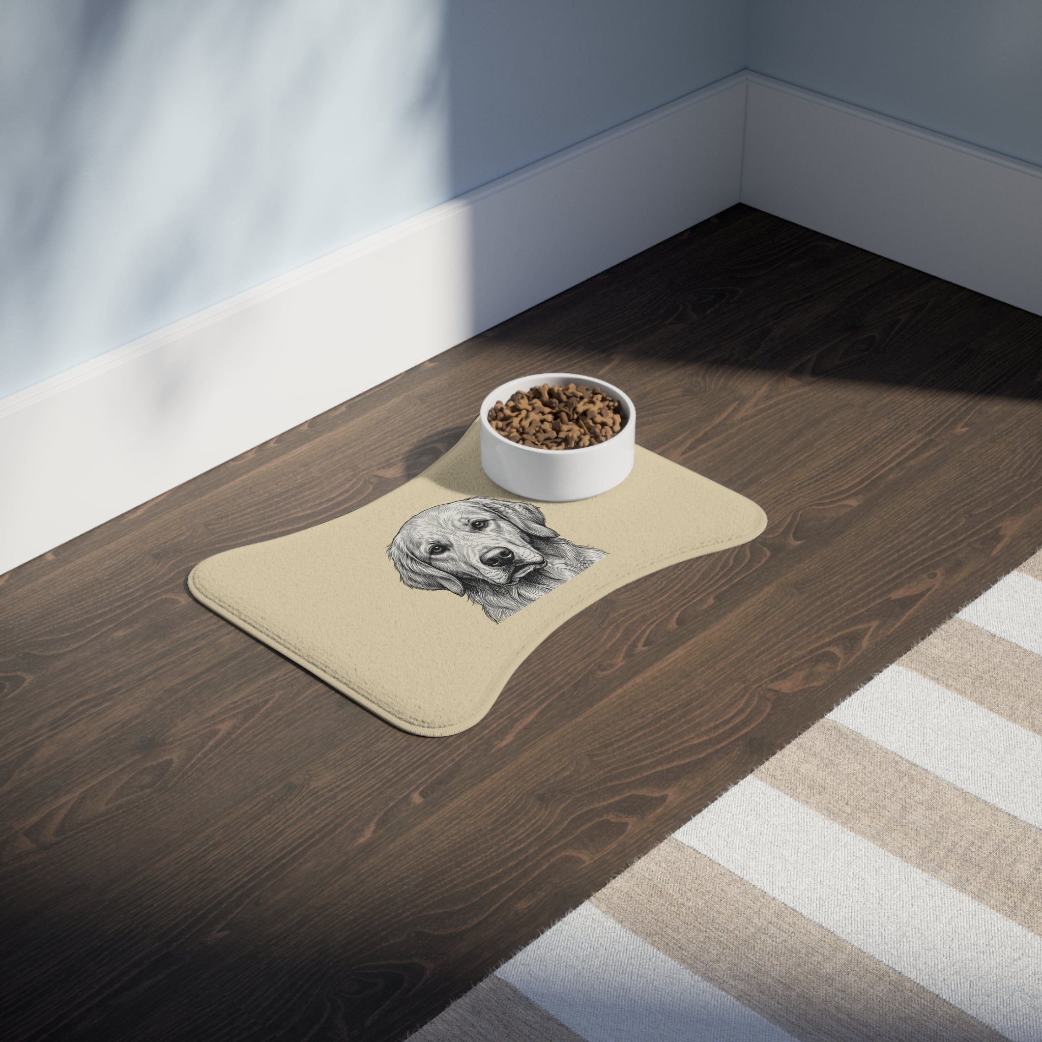 Golden Retriever Pet Bowl Mat | Non-Slip Dog Feeding Placemat