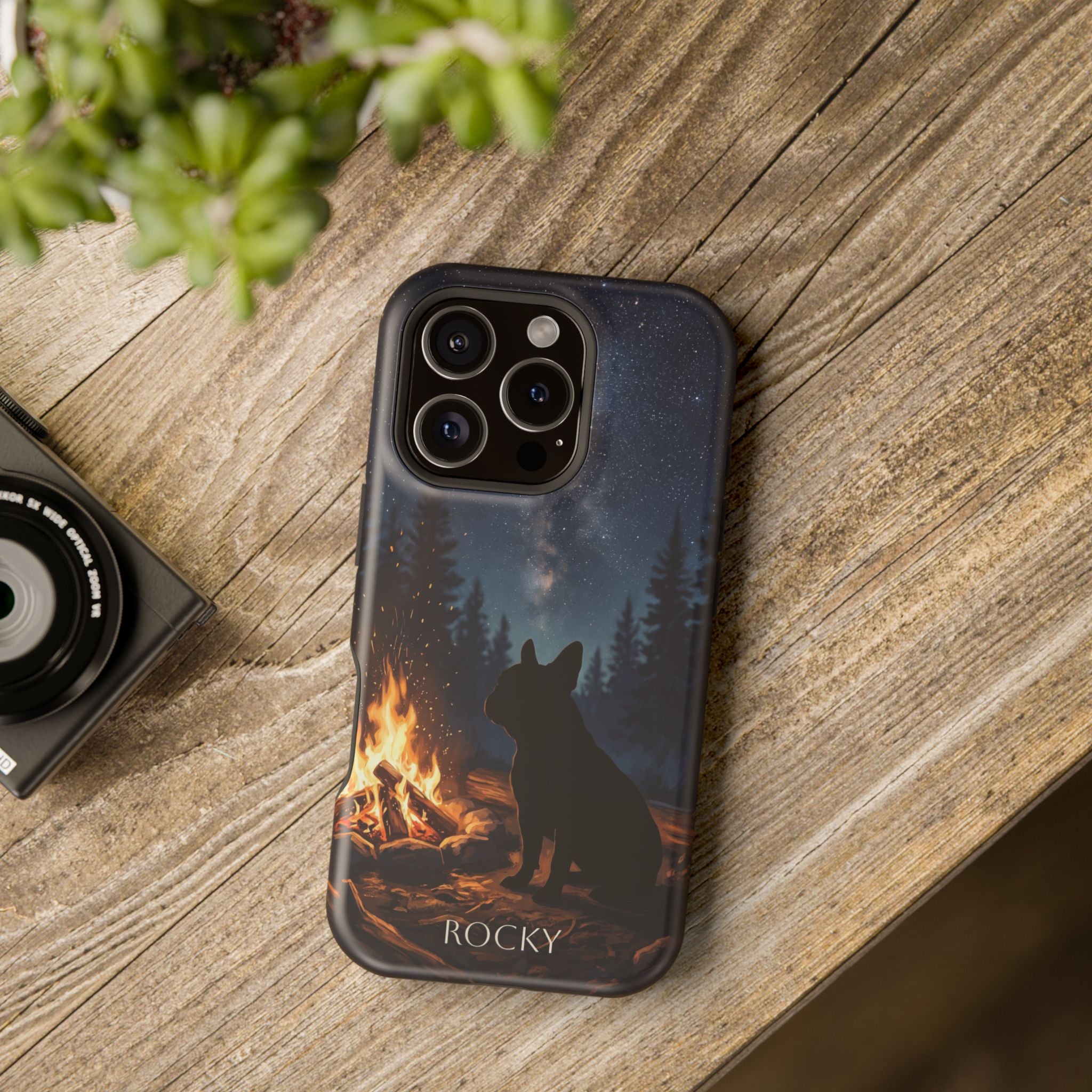Personalized French Bulldog Campfire Phone Case — Wireless Charging Cover