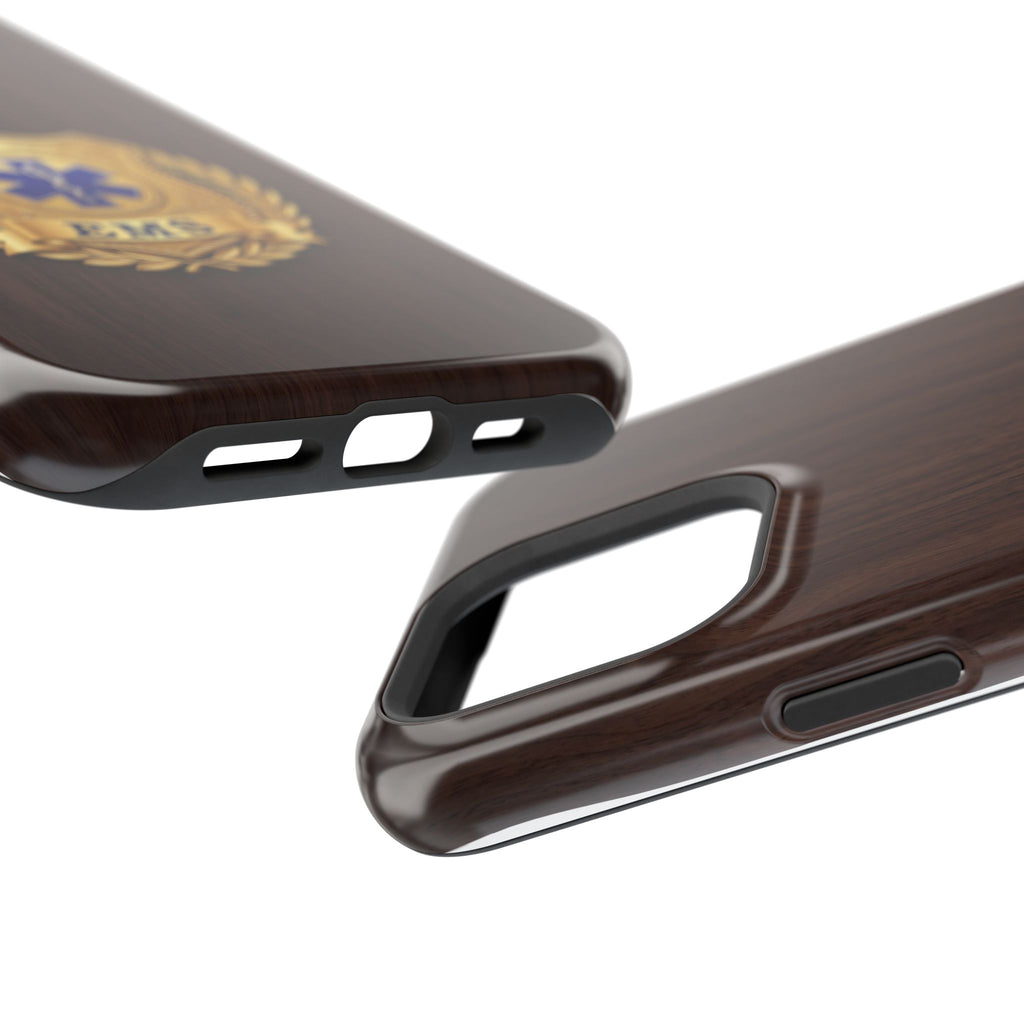 Gold EMS Laurel Badge Wood Phone Case — Magnetic Wireless Charging Cover