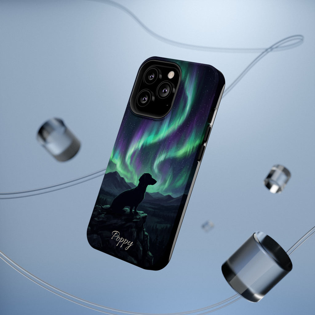 Personalized Dachshund Northern Lights Phone Case — Wireless Charging Cover