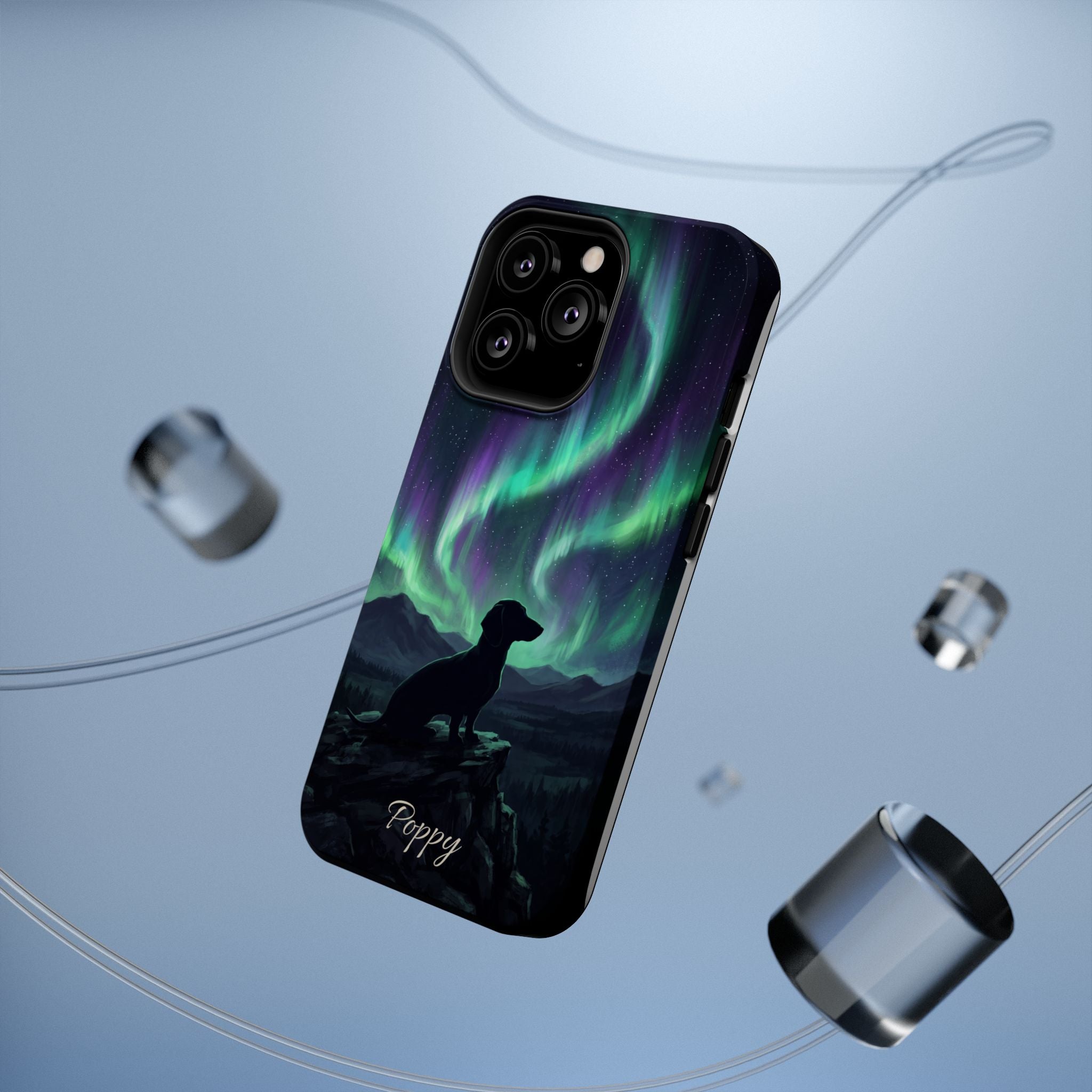Personalized Dachshund Northern Lights Phone Case — Wireless Charging Cover