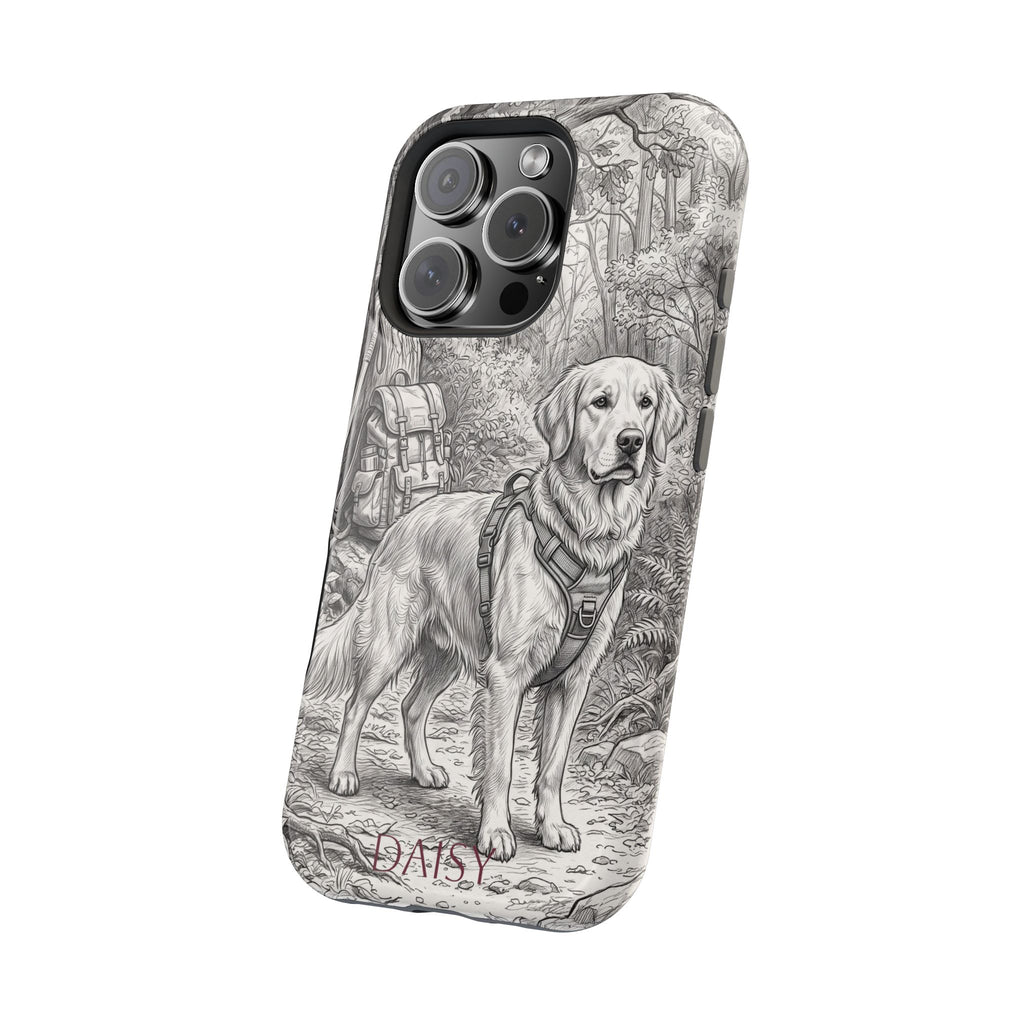 Personalized Golden Retriever Woodland Trail Phone Case — Wireless Charging Cover