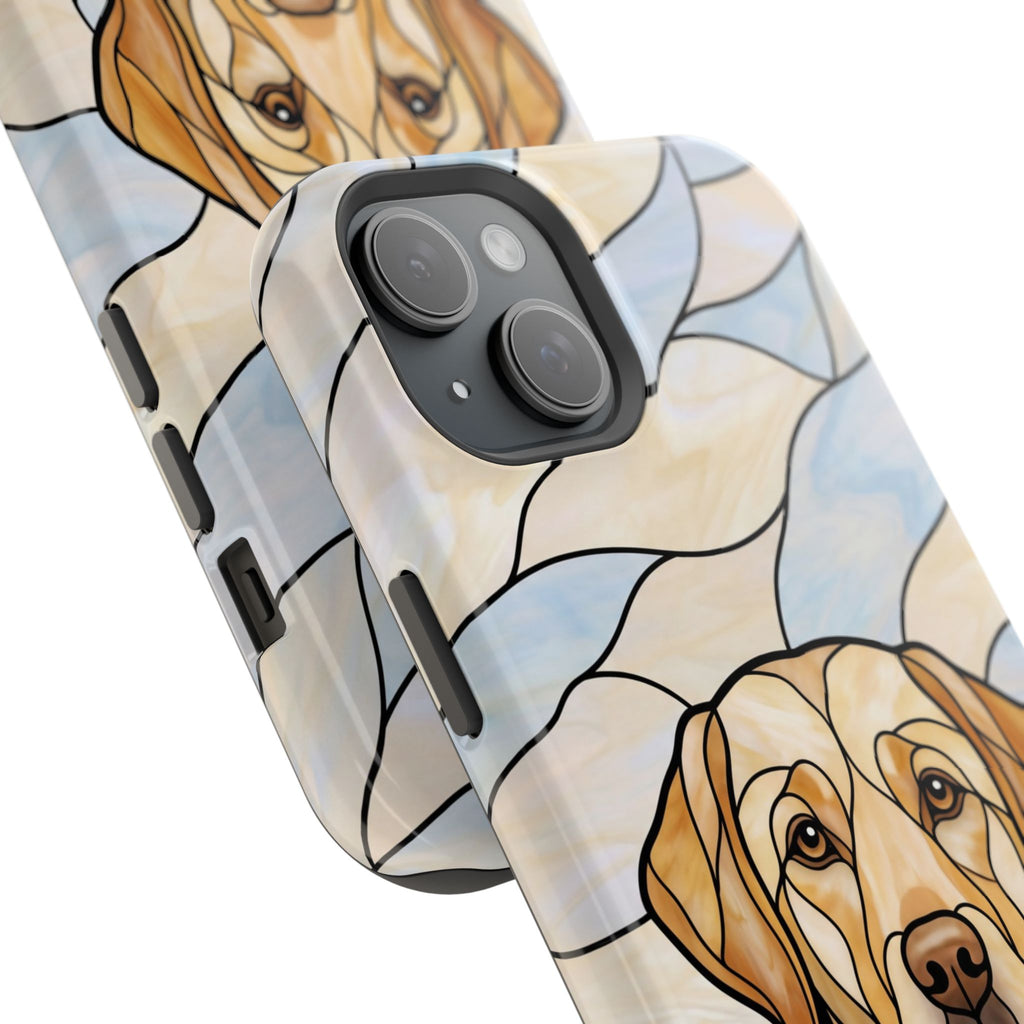 Floral Stained Glass Labrador Phone Case — Tough Magnetic Case with Wireless Charging