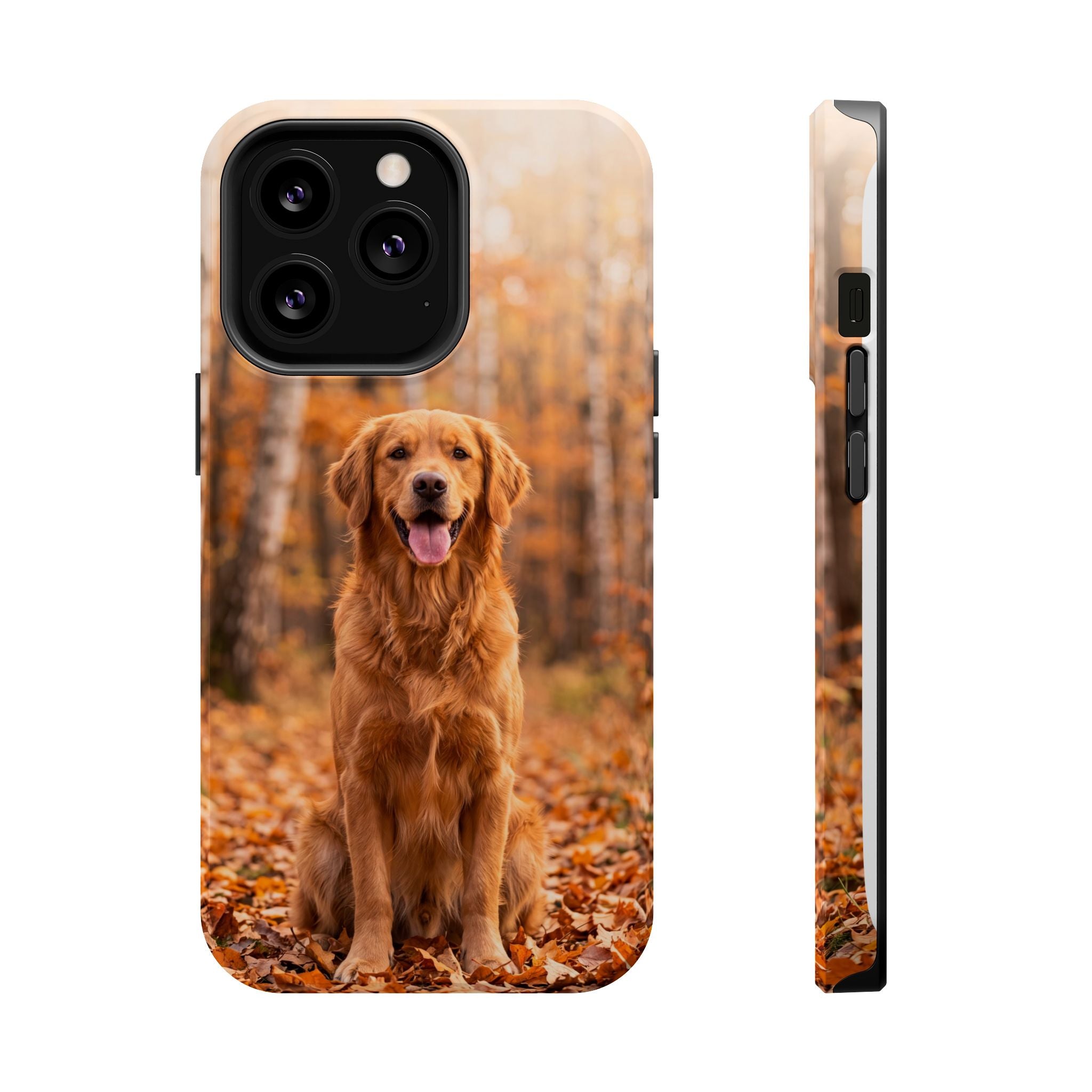 Autumn Golden Retriever Phone Case — Impact-Resistant Wireless Charging Cover
