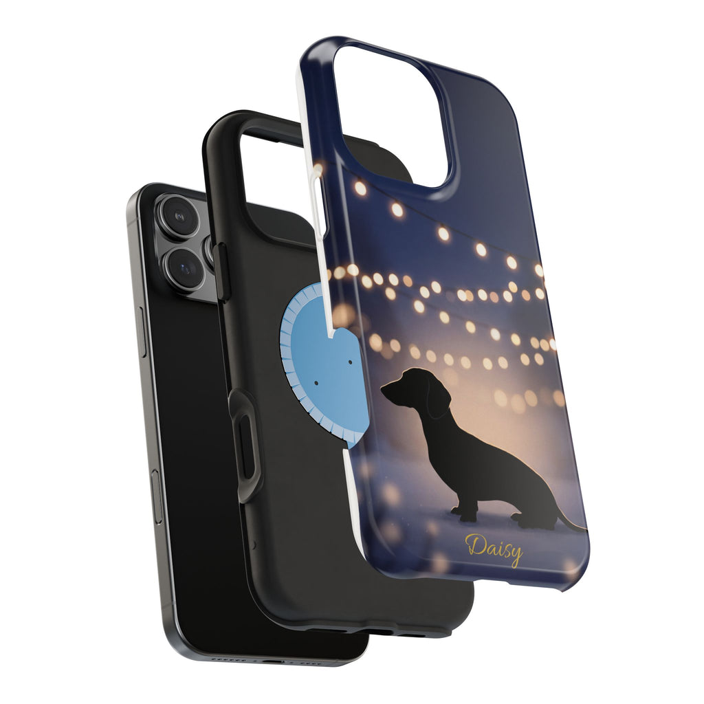 Personalized Dachshund Fairy Lights Phone Case — Wireless Charging Cover