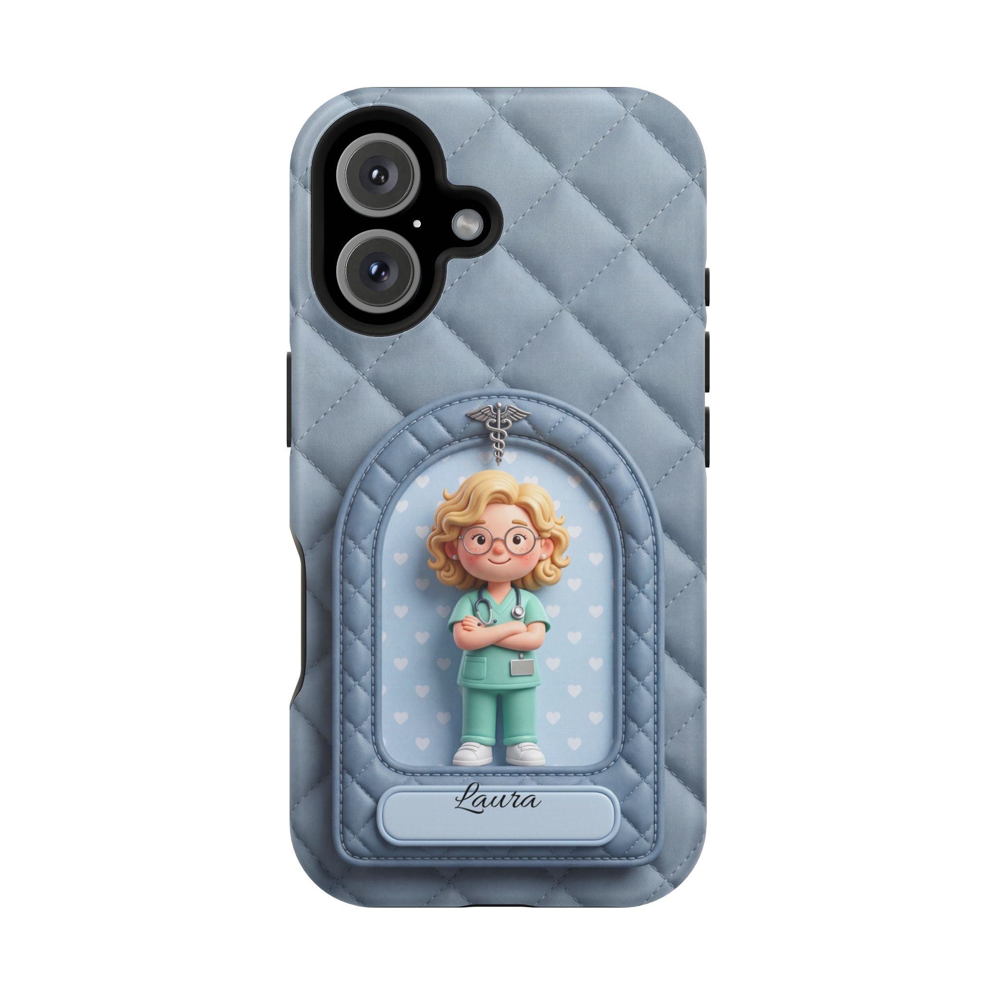 Personalized Quilted Nurse Phone Case — Wireless Charging Cover
