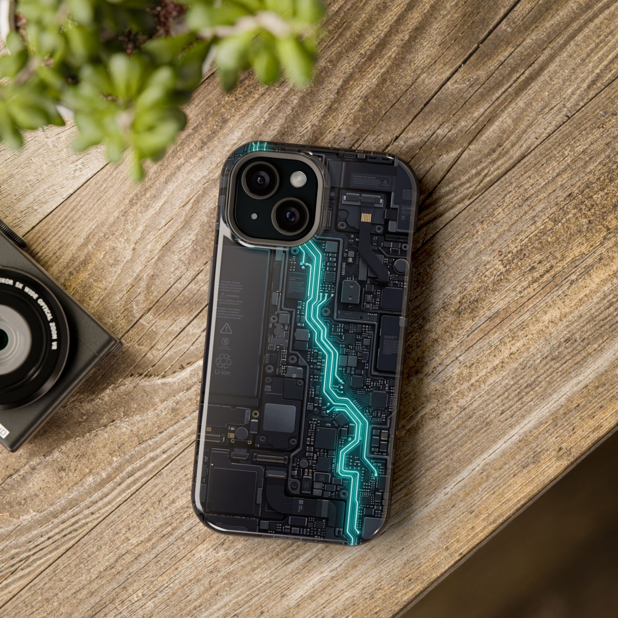Cyan Bolt Electrician Phone Case — Electric Circuit Wireless Charging Cover