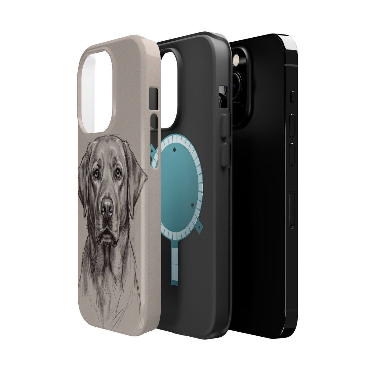 Charcoal Sketch Labrador Phone Case — Tough Magnetic Case with Wireless Charging