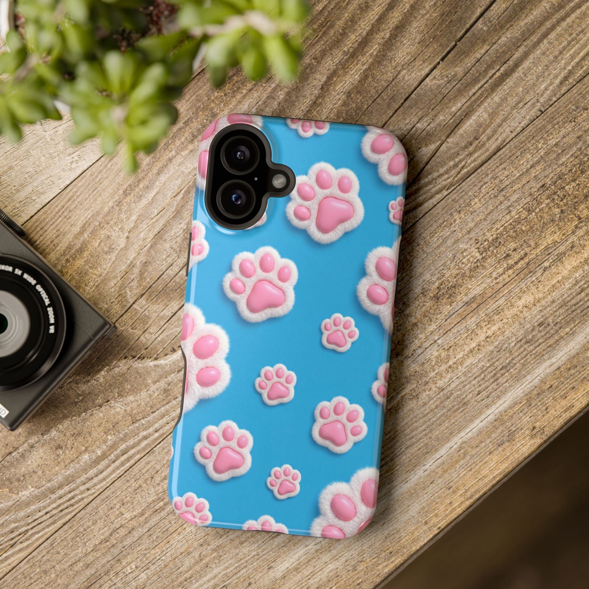 Fluffy Paw Print Phone Case | Cute 3D Pink Paw Pattern Case for Dog & Cat Lovers | iPhone & Samsung