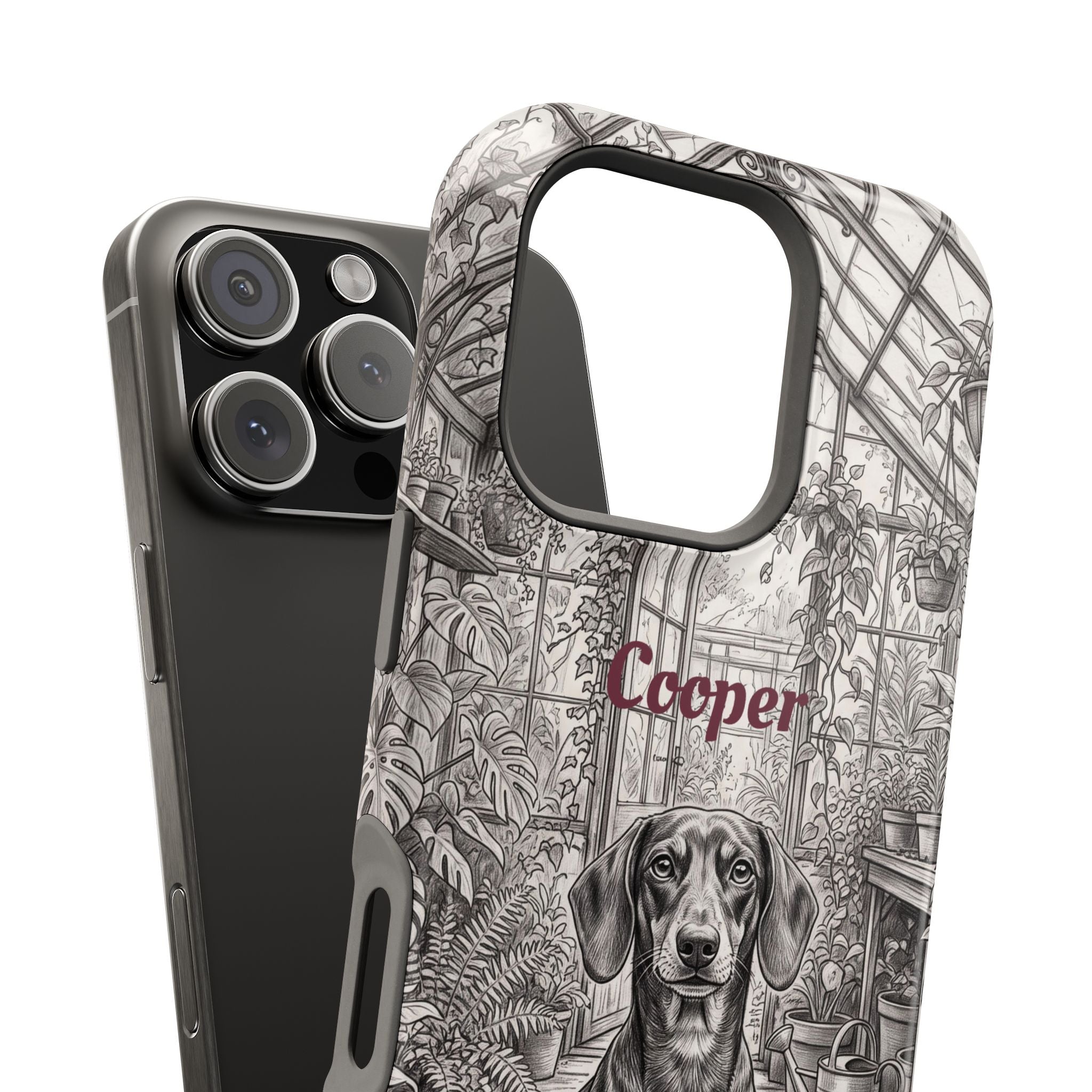 Personalized Dachshund Vintage Greenhouse Phone Case — Wireless Charging Cover