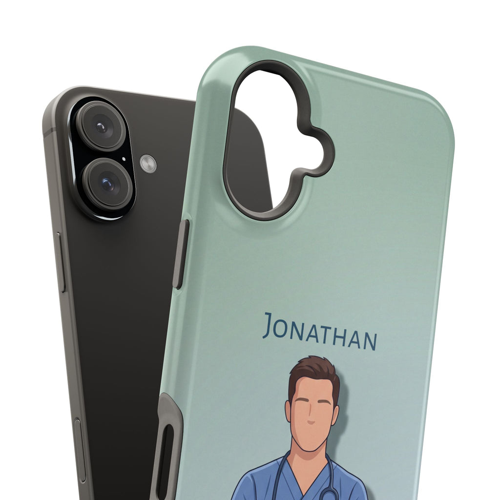 Personalized Nurse Portrait Phone Case — Impact-Resistant Wireless Charging Cover