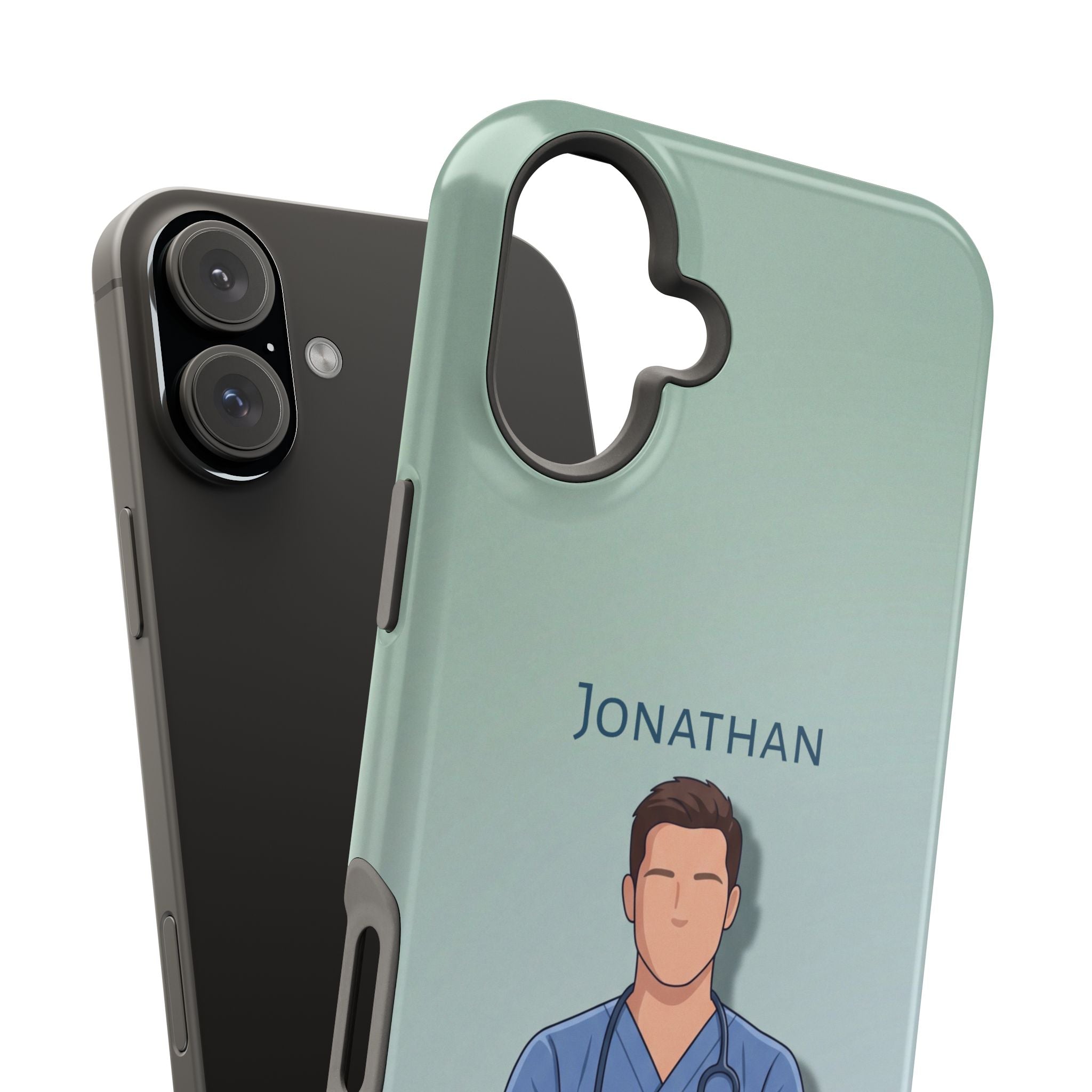 Personalized Nurse Portrait Phone Case — Impact-Resistant Wireless Charging Cover