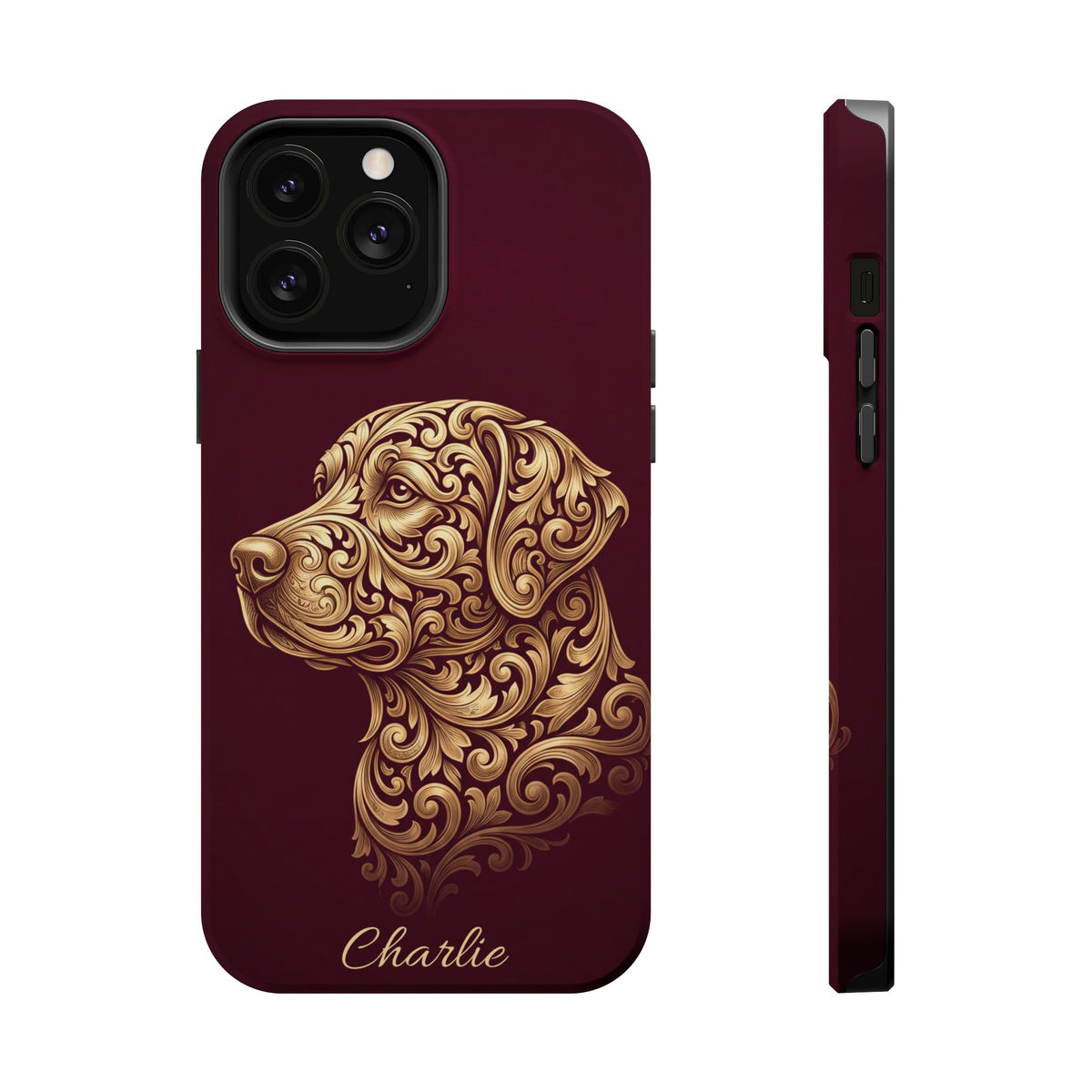 Personalized Gold Filigree Labrador Phone Case — Tough Magnetic Case with Wireless Charging