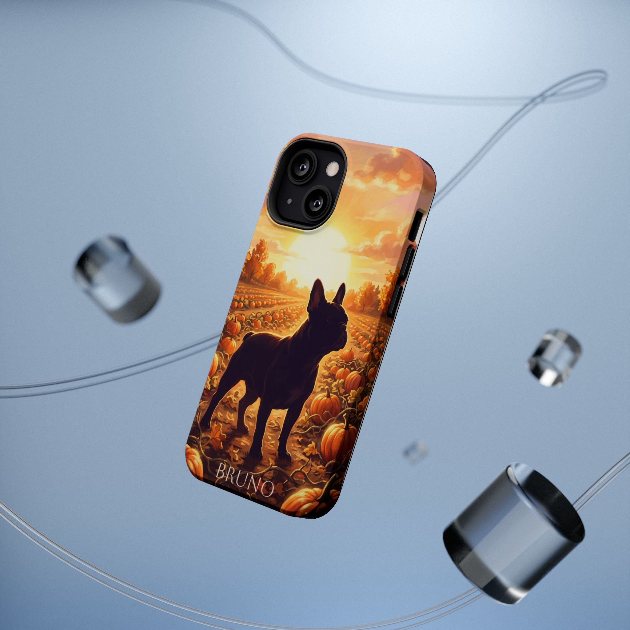 Personalized French Bulldog Pumpkin Patch Phone Case — Wireless Charging Cover