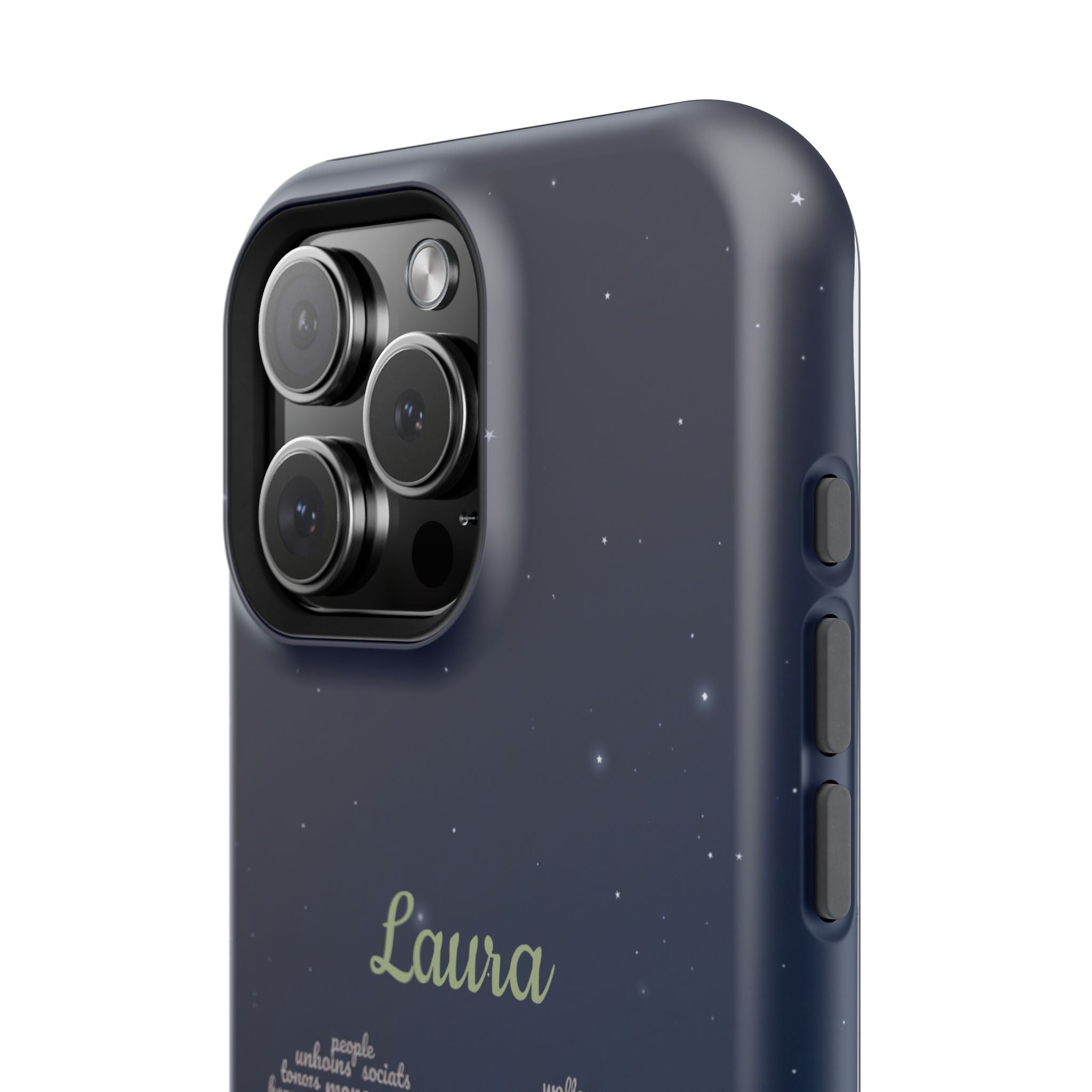 Personalized Teacher Heart Word Art Phone Case — Navy Wireless Charging Cover