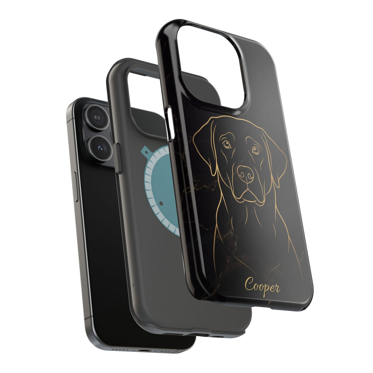 Personalized Gold Line Art Labrador Phone Case — Tough Magnetic Case with Wireless Charging
