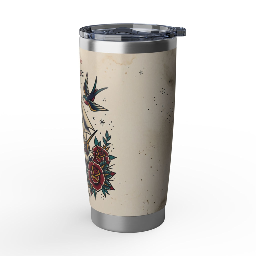 Sailing Personalized Tumbler | Tattoo Flash Art — 20 oz Stainless Travel Mug