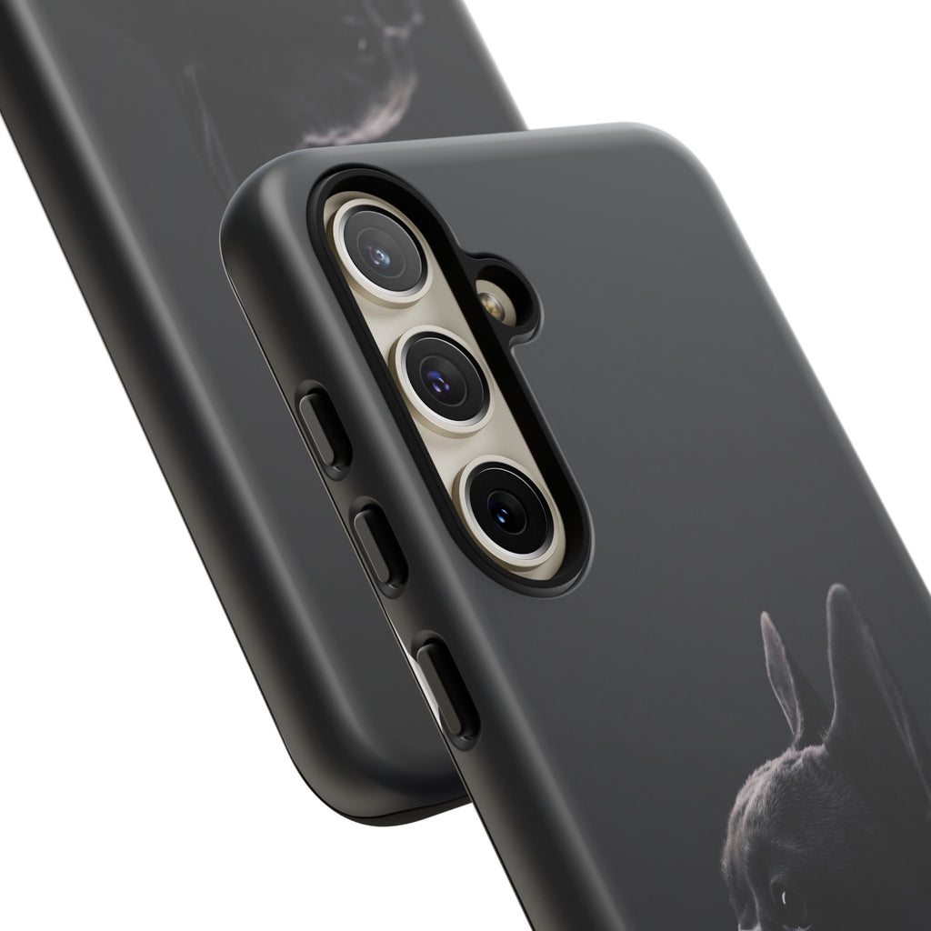 Silhouette French Bulldog Phone Case | Minimalist Black-on-Black Frenchie Profile | iPhone & Samsung