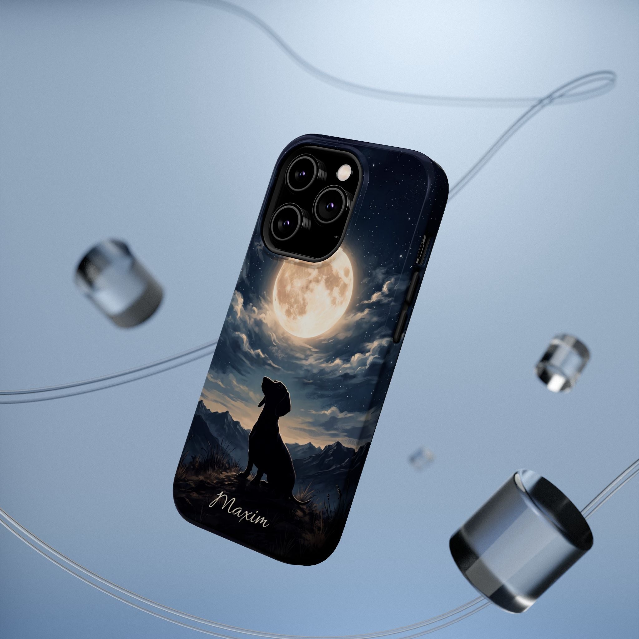 Personalized Dachshund Moonlight Phone Case — Wireless Charging Cover