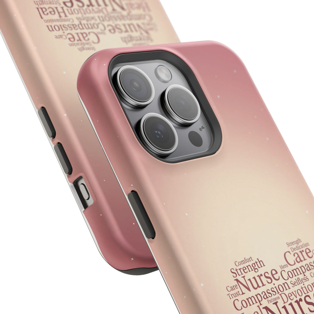 Nurse Heart Word Art Phone Case — Impact-Resistant Wireless Charging Cover