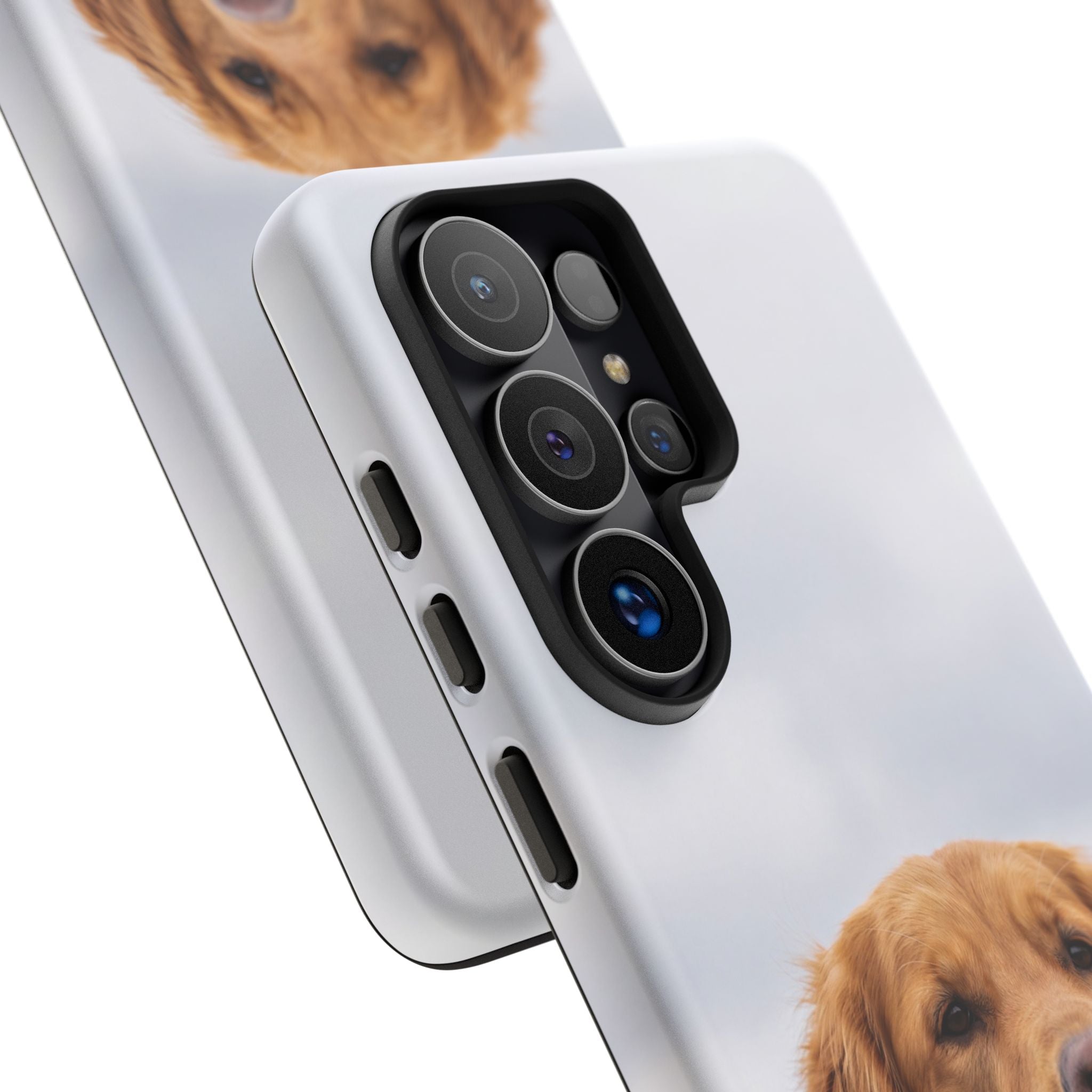 Golden Retriever Portrait Phone Case | Happy Dog Photo on Soft Sky Background | Samsung & iPhone