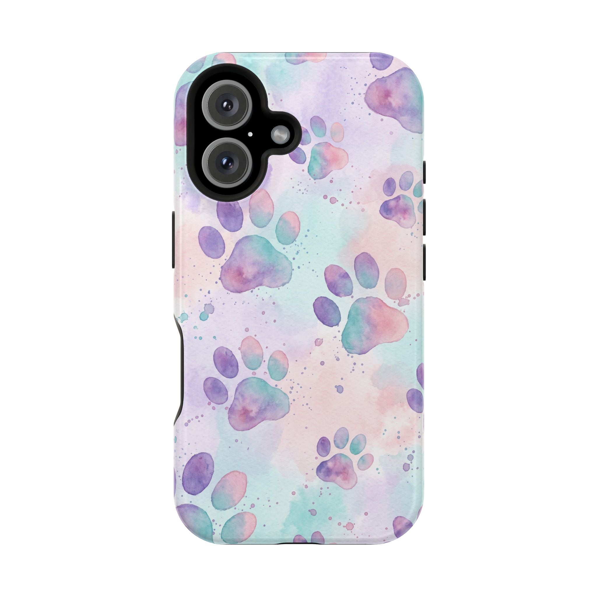 Watercolor Paw Print Phone Case — Impact-Resistant Wireless Charging Cover