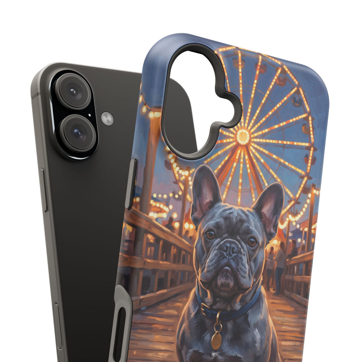 Personalized French Bulldog Pier Lights Phone Case — Wireless Charging Cover
