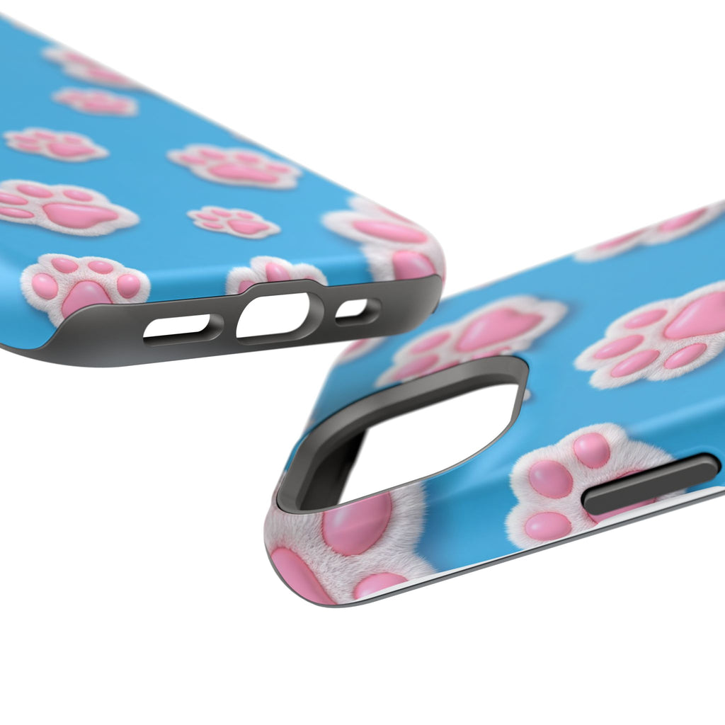 Fluffy Paw Print Phone Case | Cute 3D Pink Paw Pattern Case for Dog & Cat Lovers | iPhone & Samsung