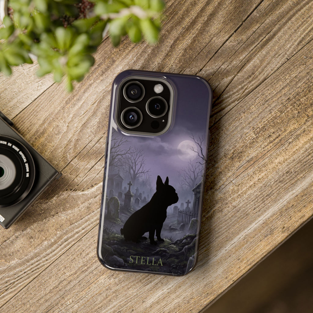 Personalized French Bulldog Moonlit Graveyard Phone Case — Wireless Charging Cover