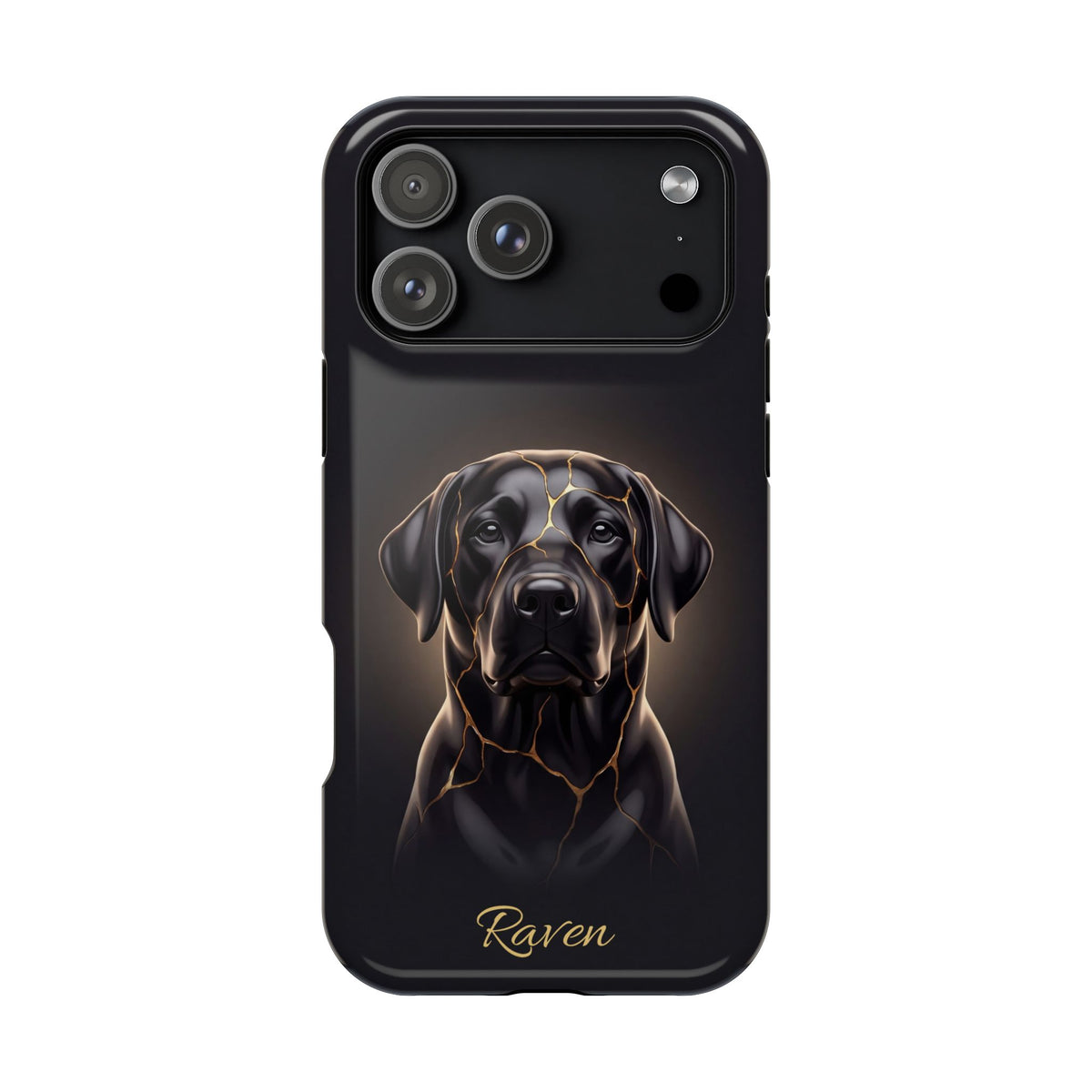 Personalized Obsidian Kintsugi Labrador Phone Case — Tough Magnetic Case with Wireless Charging
