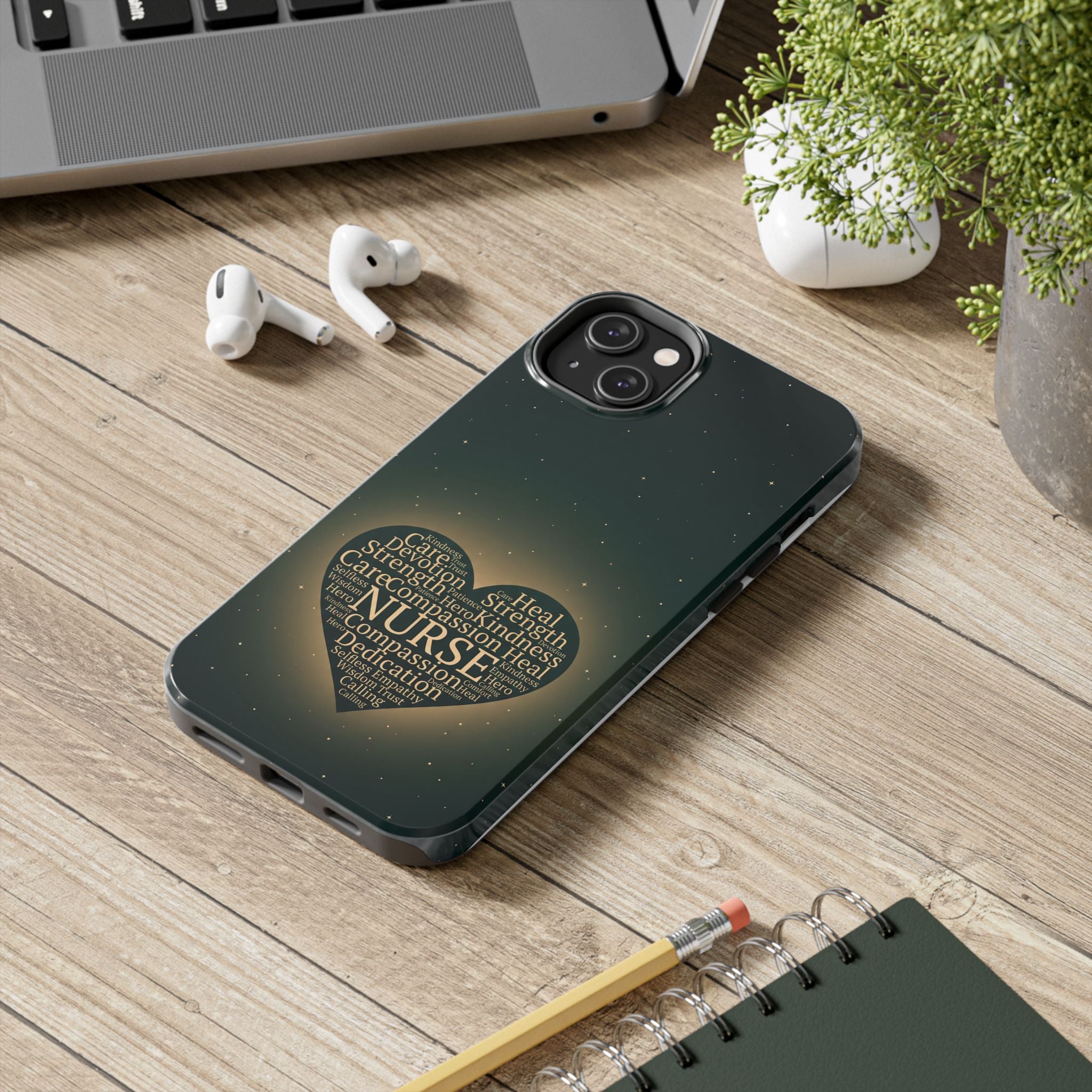 Nurse Heart Tough Phone Case — Inspirational Word Cloud Tribute - iphone and Samsung Galaxy series