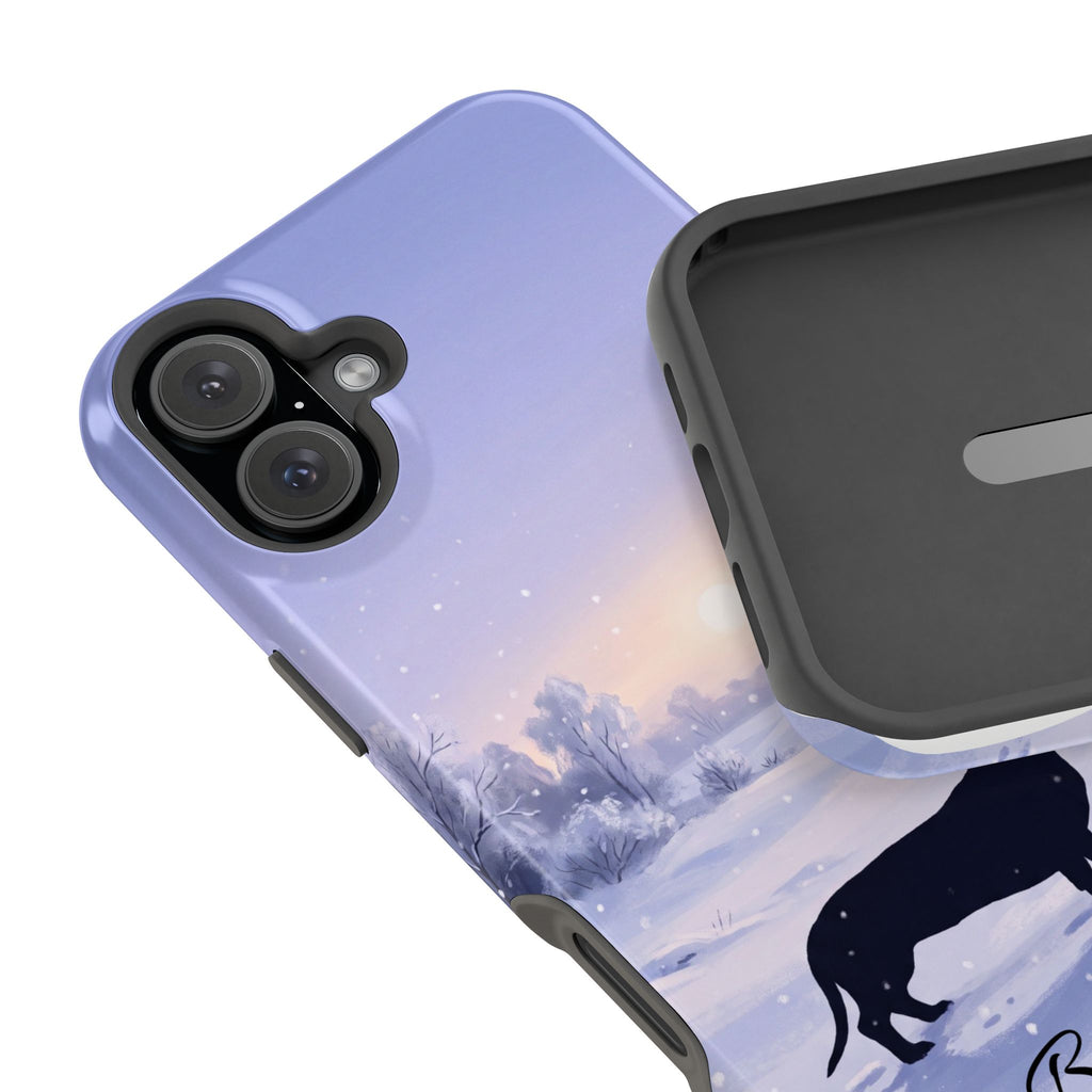 Personalized Dachshund Winter Snow Phone Case — Wireless Charging Cover