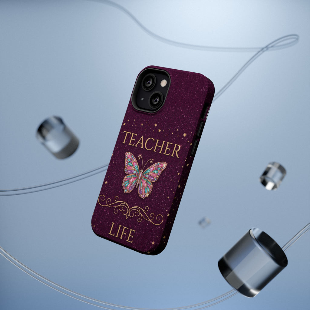 Teacher Life Glitter Butterfly Phone Case — Wireless Charging Cover