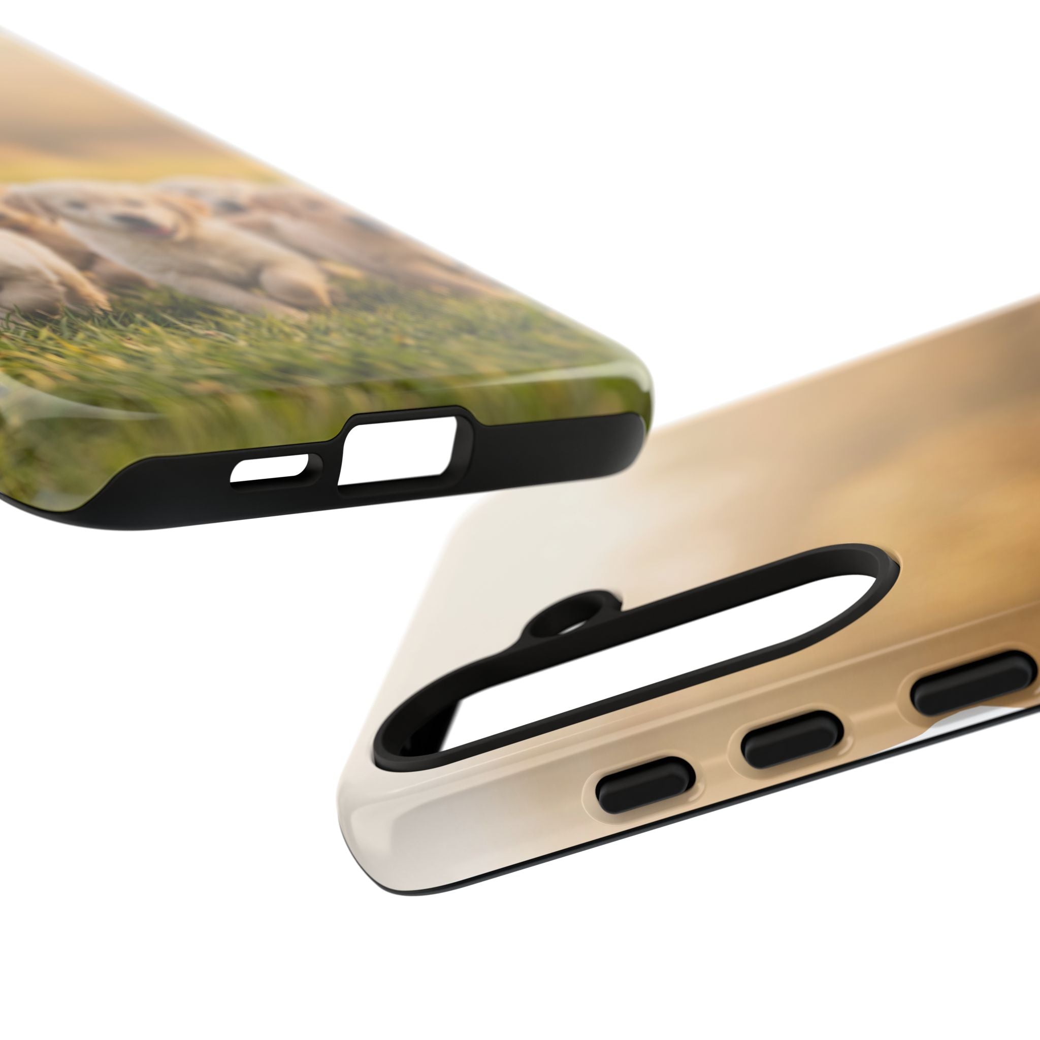 Golden Retriever Puppies Phone Case | Playful Puppy Pack Running in Grass | iPhone & Samsung