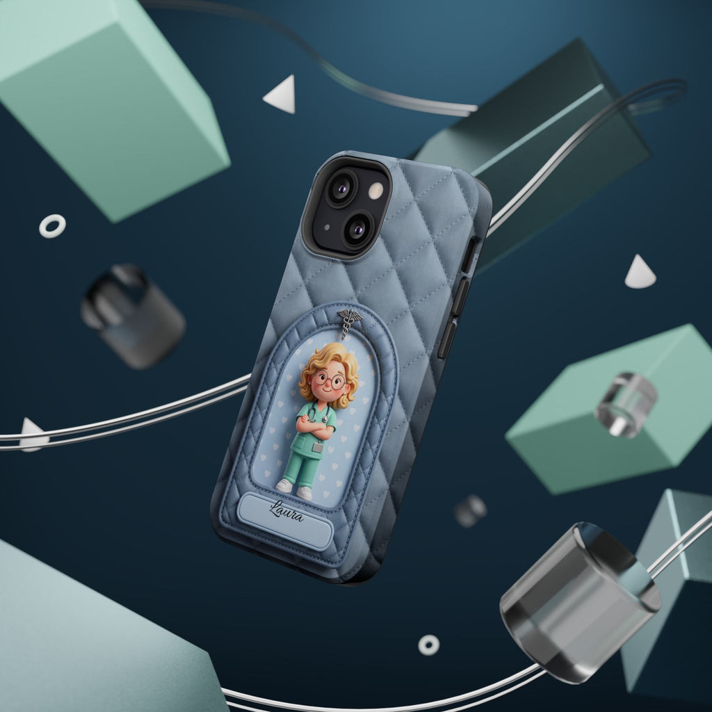 Personalized Quilted Nurse Phone Case — Wireless Charging Cover