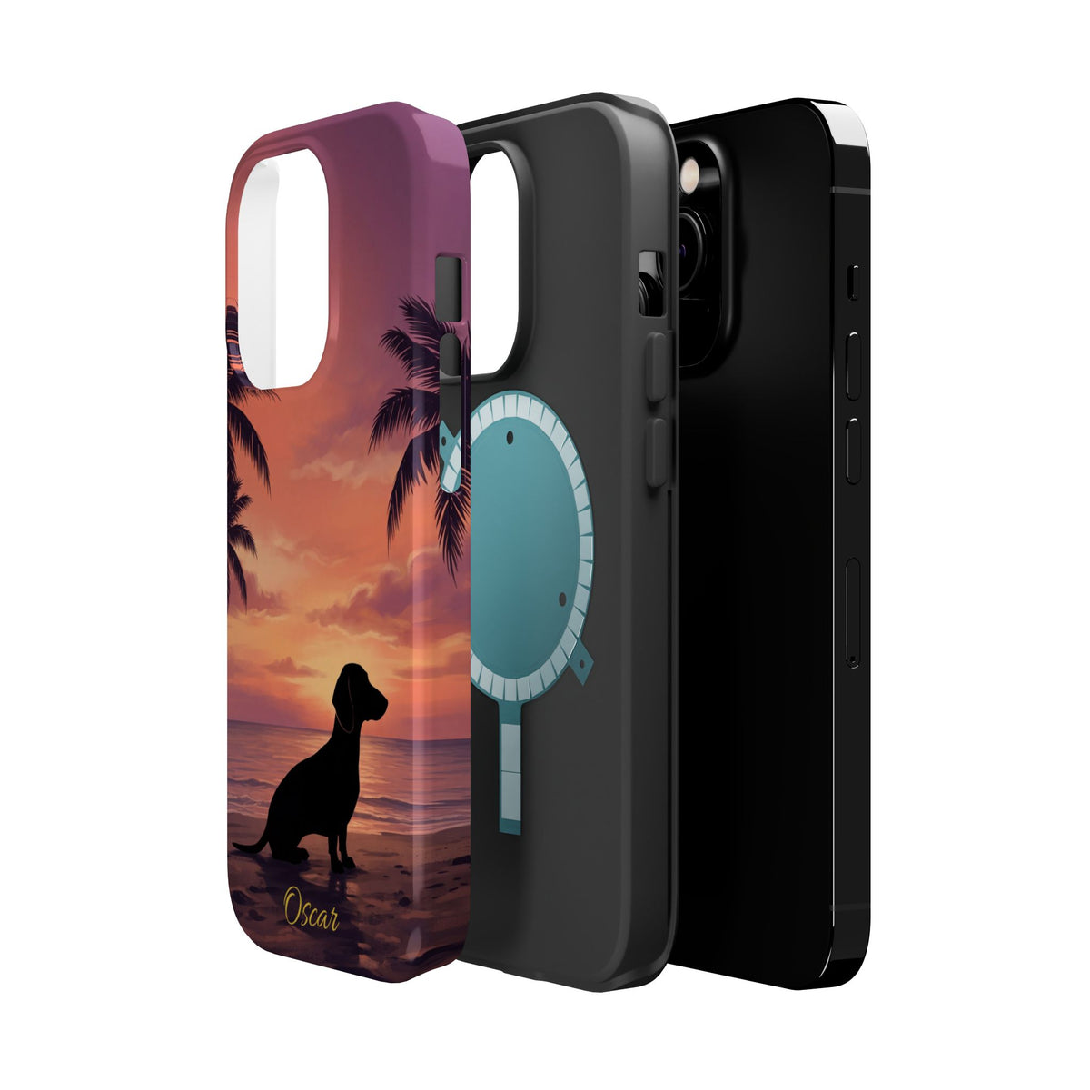 Personalized Dachshund Tropical Beach Sunset Phone Case — Wireless Charging Cover