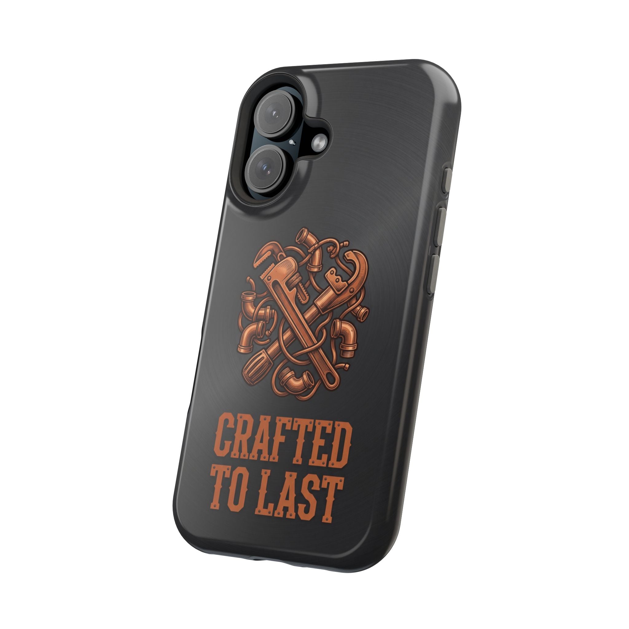 Crafted to Last Phone Case — Crossed Wrenches Wireless Charging Cover