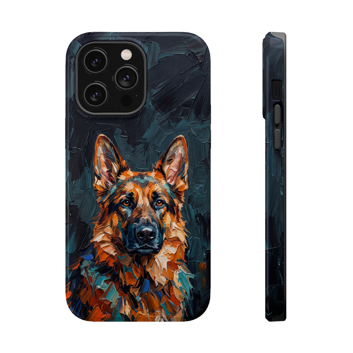 German Shepherd Phone Case | Palette Knife Painting Art — Tough Magnetic Case with Wireless Charging